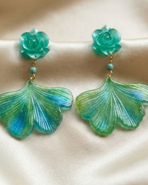 "Emerald Whisper Fan" Earrings