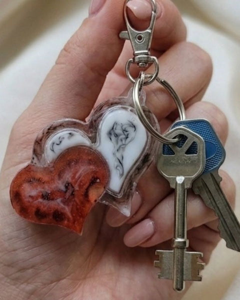 Crimson & Marble Heart Keychain