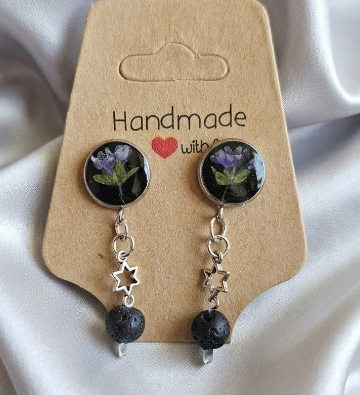 Midnight Blossom Resin Earrings