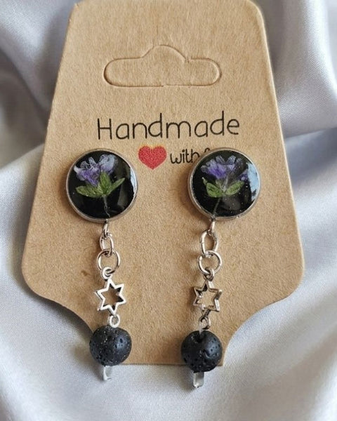 Midnight Blossom Resin Earrings