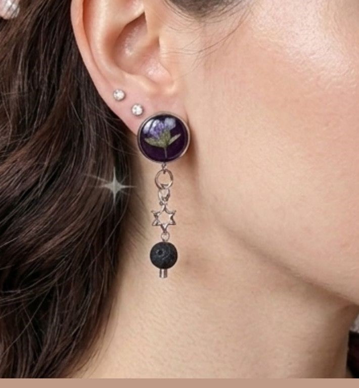 Midnight Blossom Resin Earrings