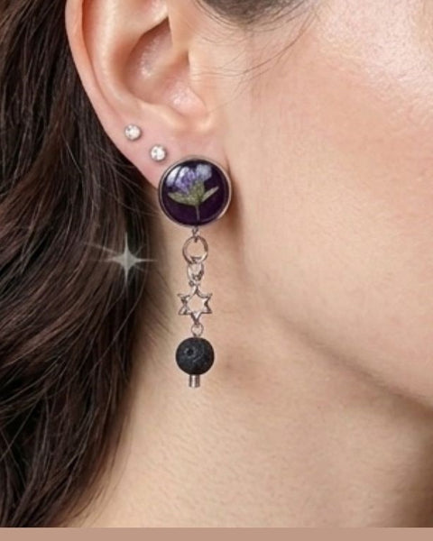 Midnight Blossom Resin Earrings
