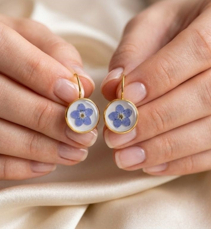 "Forget-Me-Not" Golden Bloom Earrings - U Shape Ear Hook