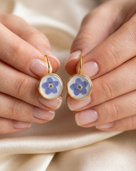 "Forget-Me-Not" Golden Bloom Earrings - U Shape Ear Hook
