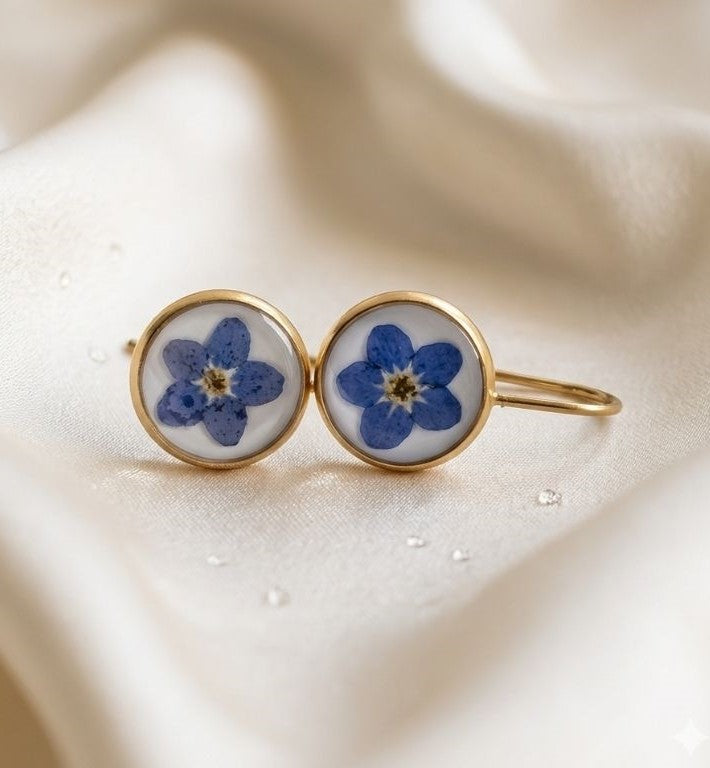 "Forget-Me-Not" Golden Bloom Earrings - U Shape Ear Hook