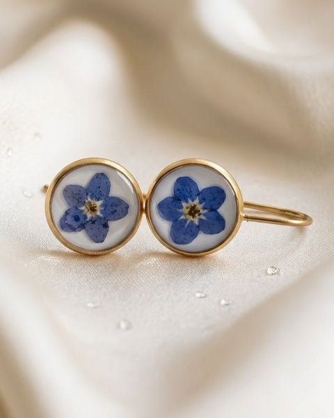 "Forget-Me-Not" Golden Bloom Earrings - U Shape Ear Hook