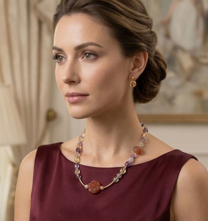 Sunset Bloom Crystal Necklace & Bracelet