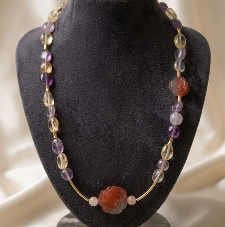 Sunset Bloom Crystal Necklace & Bracelet