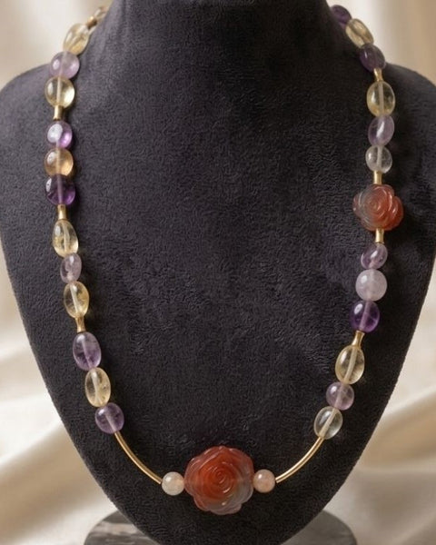 Sunset Bloom Crystal Necklace & Bracelet