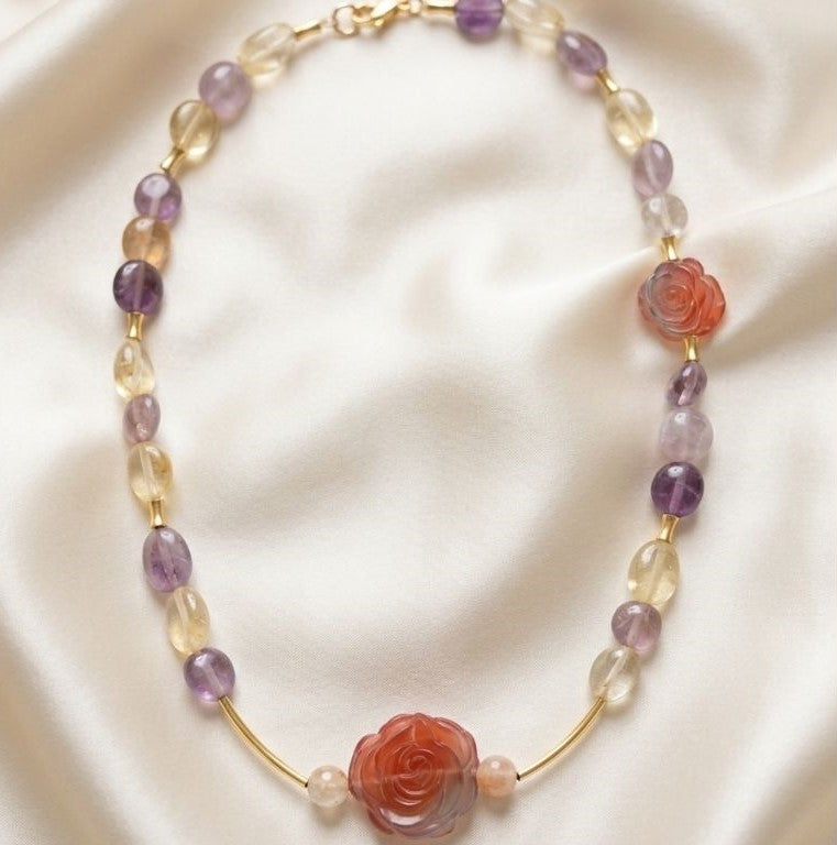 Sunset Bloom Crystal Necklace & Bracelet