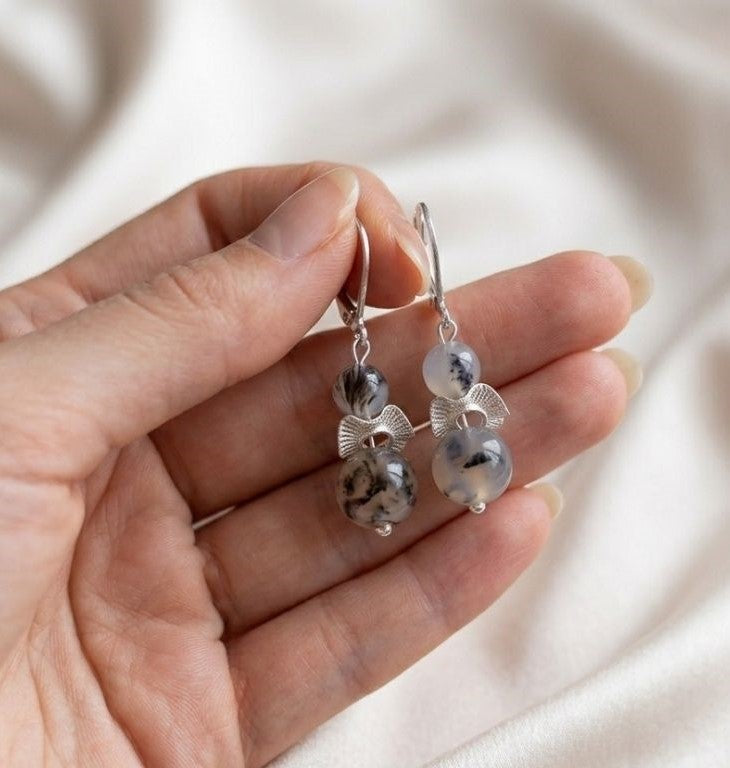Midnight Dragon Agate Earrings