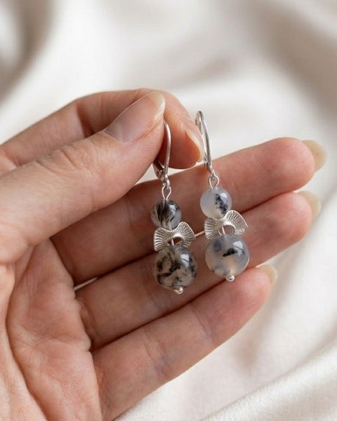 Midnight Dragon Agate Earrings