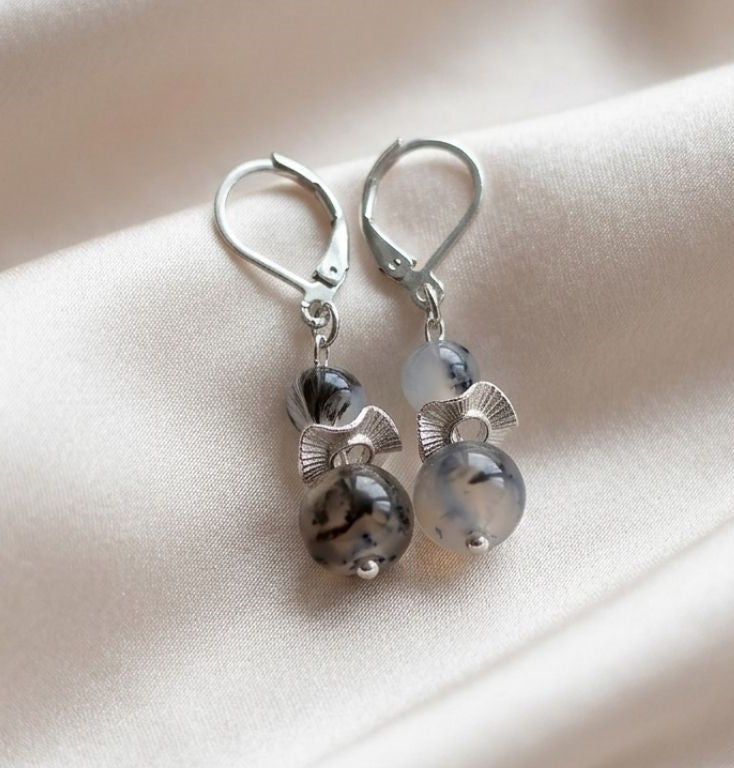 Midnight Dragon Agate Earrings
