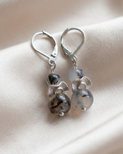 Midnight Dragon Agate Earrings