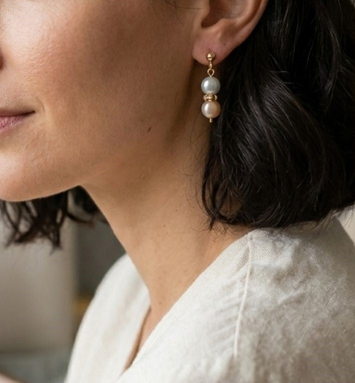 Rose & Ivory Pearl Delight Earrings