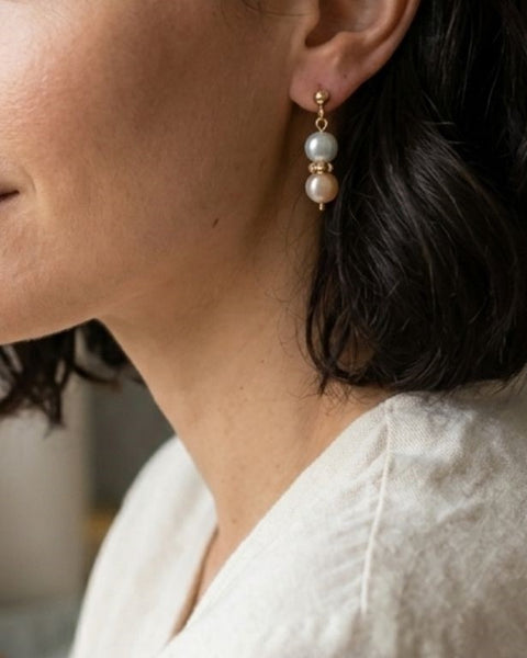 Rose & Ivory Pearl Delight Earrings