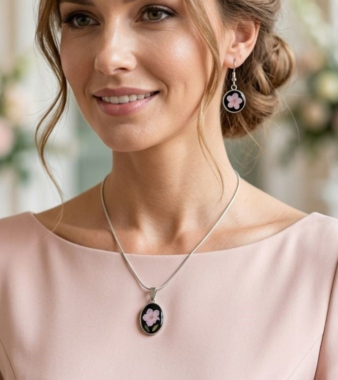 Pink Forget-Me-Not Jewelry Set