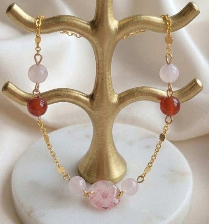 Pink Forget-Me-Not Floral Jewelry Set