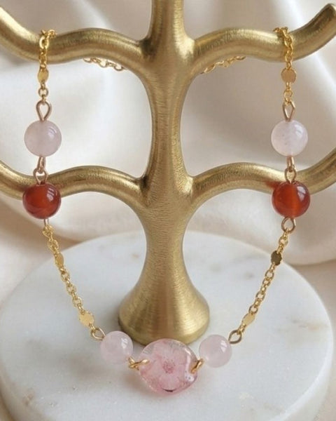 Pink Forget-Me-Not Floral Jewelry Set