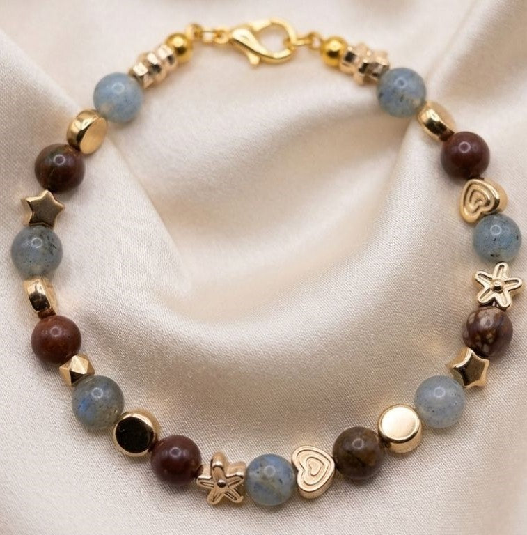 Celestial Harmony Bracelet – Labradorite & Picasso Jasper Elegance