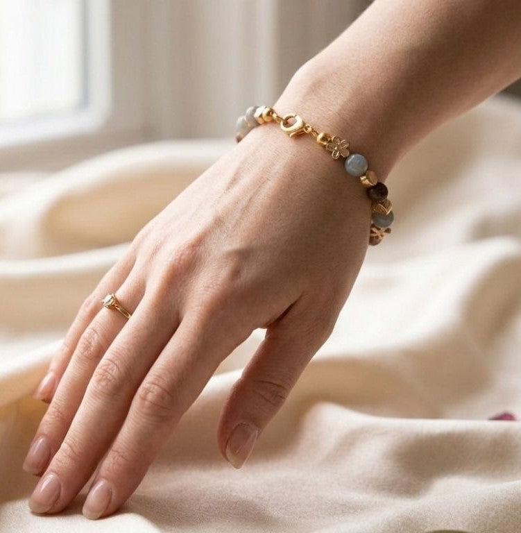 Celestial Harmony Bracelet – Labradorite & Picasso Jasper Elegance