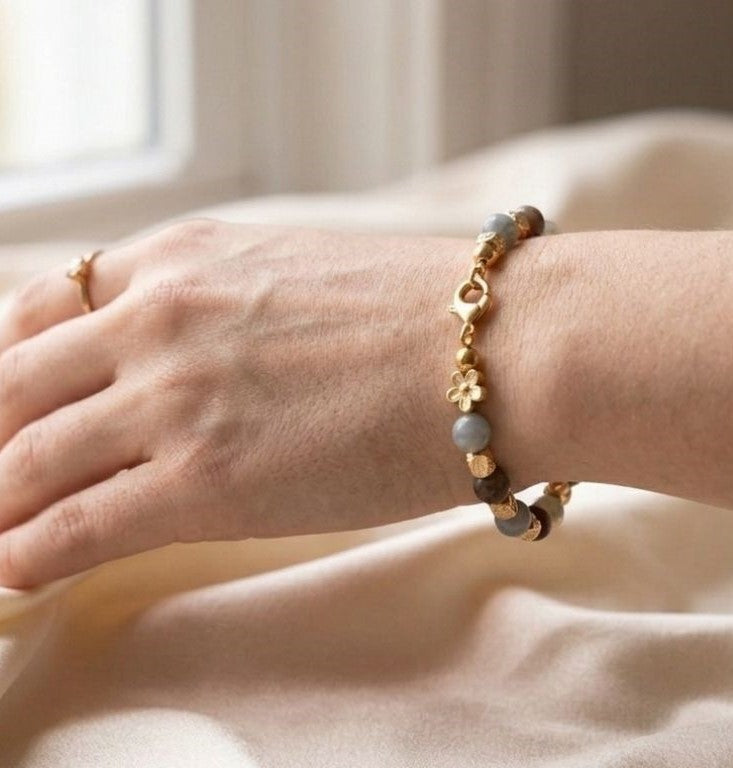 Celestial Harmony Bracelet – Labradorite & Picasso Jasper Elegance