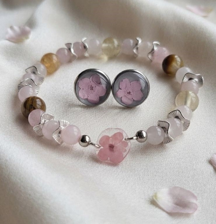 Blossom of Love – Pink Forget-Me-Not Jewelry Set