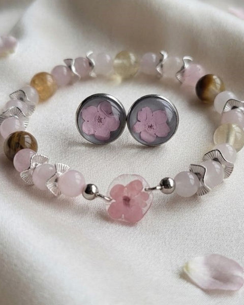 Blossom of Love – Pink Forget-Me-Not Jewelry Set