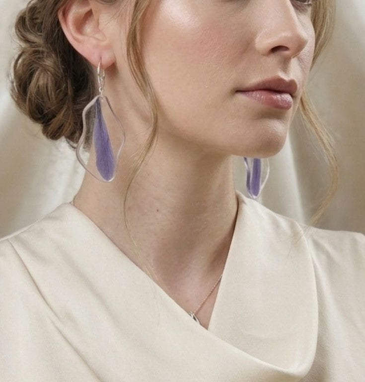 Preserved Iris Petal Earrings
