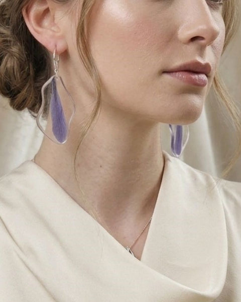 Preserved Iris Petal Earrings