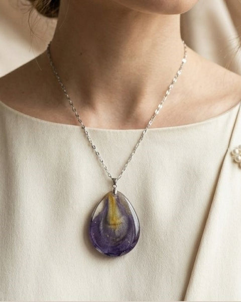 Preserved Iris Petal Necklace