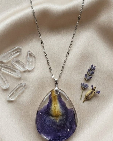Preserved Iris Petal Necklace