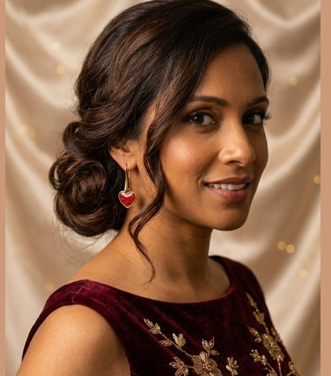 Sparkling Red Heart Earrings