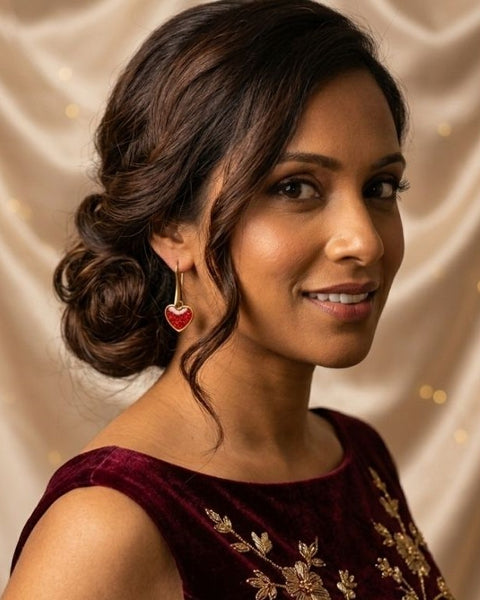 Sparkling Red Heart Earrings