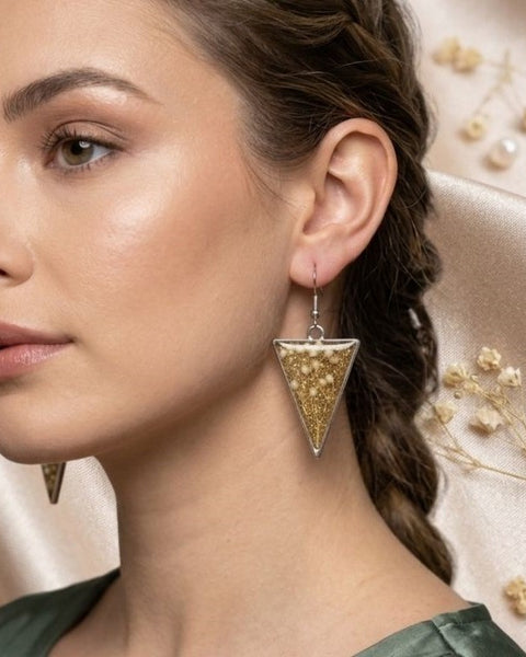 Elegant Botanical Real Dried Flowers Earrings