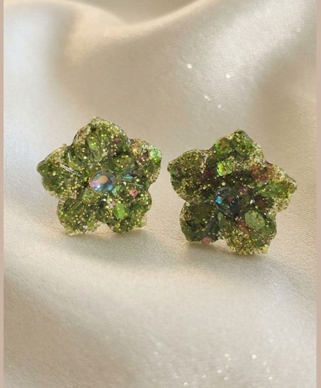 Delicate Colorful Floral Resin Stud Earrings