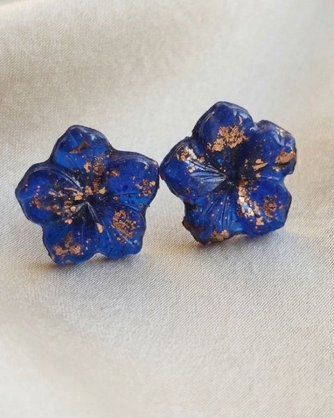 Delicate Colorful Floral Resin Stud Earrings