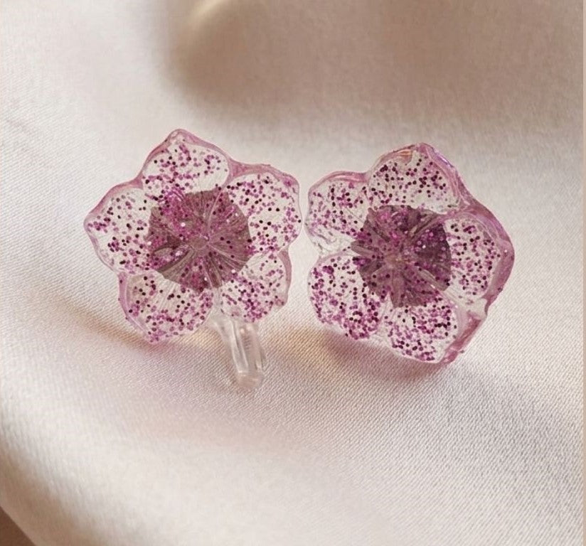 Delicate Colorful Floral Resin Stud Earrings
