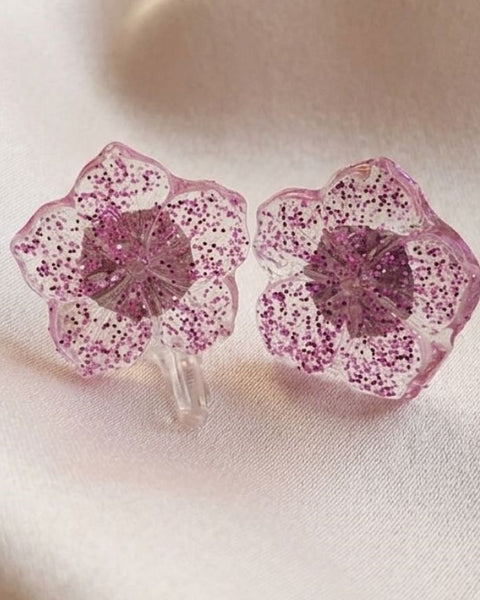 Delicate Colorful Floral Resin Stud Earrings