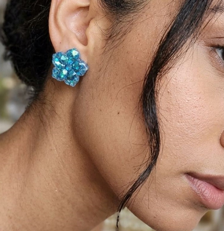 Delicate Colorful Floral Resin Stud Earrings
