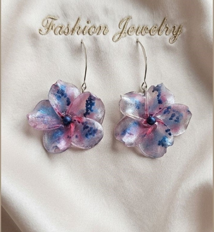 Violet Floral Resin Earrings