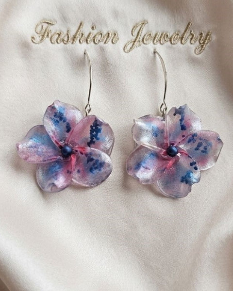 Violet Floral Resin Earrings