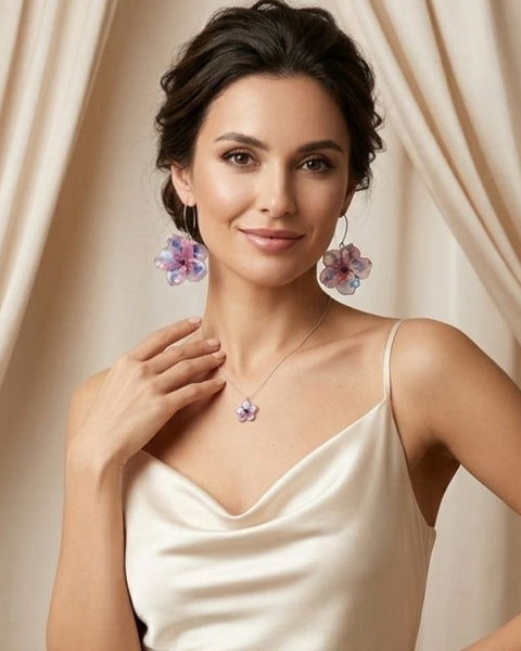 Violet Floral Resin Earrings