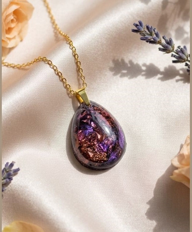 Cosmic Dream Pendant Necklace – Multicolor Universe in Resin