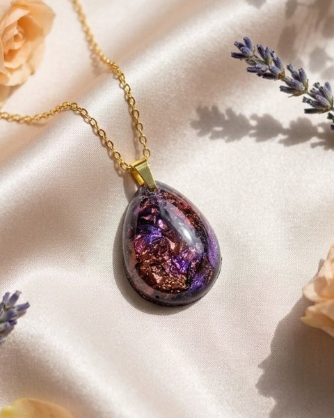 Cosmic Dream Pendant Necklace – Multicolor Universe in Resin