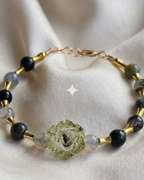 Enchanted Forest Rose Bracelet – Green Glow & Mystic Accents