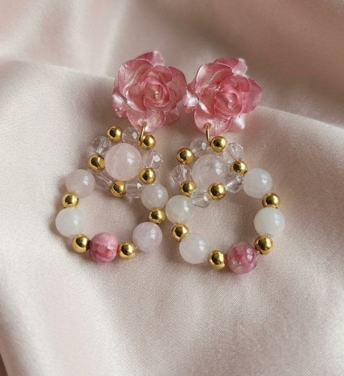 Blush Rose Harmony Earrings – Natural Gemstone Elegance