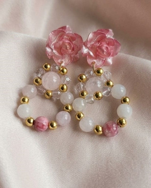 Blush Rose Harmony Earrings – Natural Gemstone Elegance