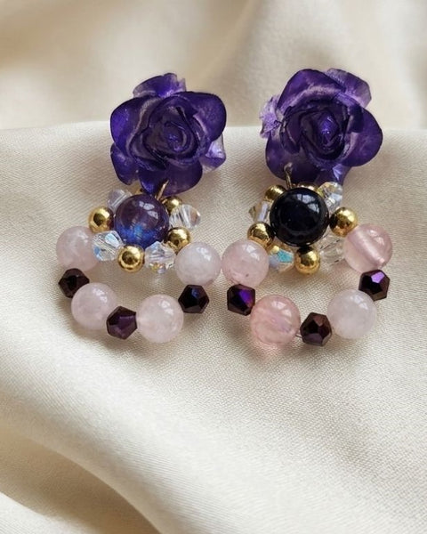 Deep Purple Harmony Earrings - Natural Gemstone Elegance