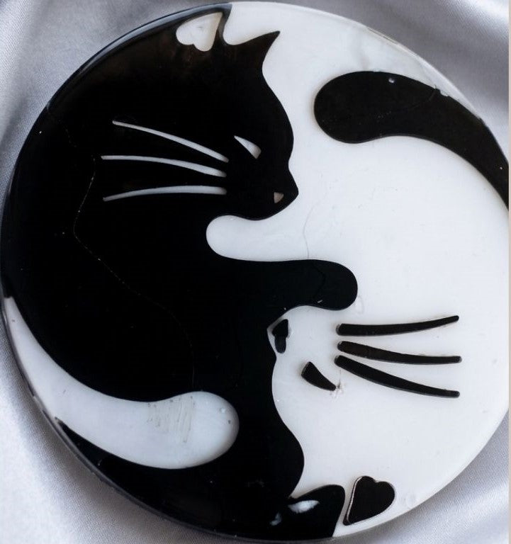 Yin & Yang Cats Coaster – Harmony in Black & White